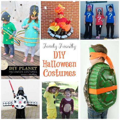 Family Friendly DIY Halloween Costumes - Home Maid Simple Creative Diy Halloween Costumes, Creative Halloween Costumes Diy, Cheap Halloween Costumes, Costumes Diy, Diy Halloween Costumes Easy, Cheap Halloween, Easy Costumes, Easy Diy Halloween, Easy Halloween Costumes