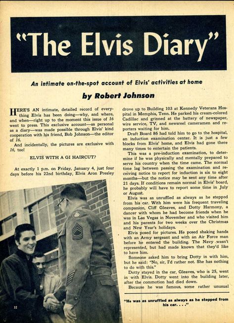 1957 5 01 = 16 Magazine : " The Elvis Diary" Elvis Presley Newspaper Articles, 16 Magazine, Elvis Memorabilia, Elvis Presley Pictures, Elvis Presley Photos, Newspaper Article, Elvis Presley, Rock N Roll, Newspaper