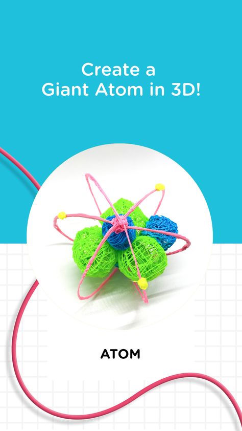 Dive into the microscopic world of atoms with this fun and educational STEM tutorial. Explore some of the smallest things in the universe and then craft this larger-than-life atom! 3d Atom Project Ideas, Atom Model Project, Atom Project, Atom Model, 3d Printing Pen, 3d Pen, Stem Projects, Custom Action Figures, Home Learning