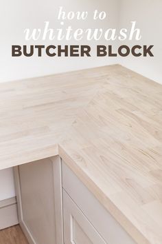 Whitewash Wood Countertop, White Washed Wood Countertops, Butcher Block Island And Quartz Countertops, Whitewashed Butcher Block, Whitewashed Butcher Block Countertops, Gray Wood Countertops, Whitewash Countertop, White Oak Kitchen Countertops, Gray Stained Butcher Block Countertops