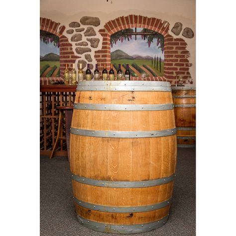 Napa East Refinished Wine Barrel Table - Wine Furniture at Hayneedle Wine Barrel Fire Pit, Barrel Fire Pit, California Wineries, Wine Barrel Table, Wine Furniture, Modern Flames, Kitchen Storage Canisters, Barrel Table, Kitchen Canister Set