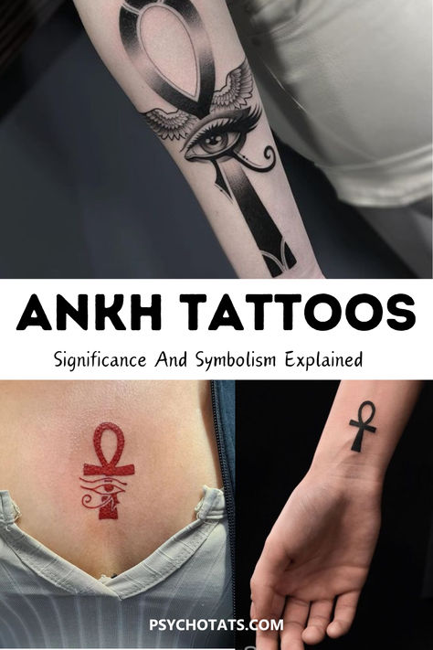 Ankh Tattoos – Meaning And Symbolism Ankh And Eye Of Horus Tattoo Design, Ankh Tattoo Meaning, Ahnk Tattoo Neck, Anhk Tattoos For Black Women, Ahnk Tattoo Stencil, Ahnk Tattoo Black Woman, Ankh Tattoo Women Chest, Anhk Tattoos For Women, Anhk Tattoos Egyptian