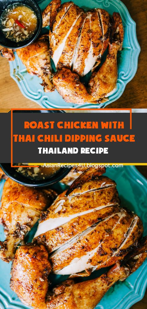 Thai Roast Chicken is my favorite new way to roast a chicken. It’s delicious on the outside with the savory aroma of lemongrass and garlic and it’s slightly sweet from the perfect blend of fish sauce and brown sugar. It’s so juicy and tender on the inside. Even the breast is full of flavor. This whole roast chicken was just so yummy that I’ll be roasting another Thai chicken next week. This is hands-down the BEST roast chicken I’ve ever had. #Thailand #Recipes #Roast Thai Roasted Chicken, Asian Marinade For Chicken, Best Roasted Chicken, Roast Chicken Dinner, Whole Chicken Recipes, Paleo Recipes Breakfast, Thailand Food, Chicken Entrees, Turkey Dishes