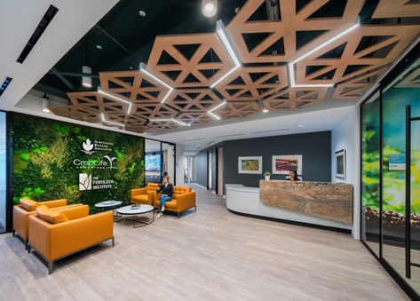 Green Lobby, Communal Workspace, Reception Area Design, Garden Installation, Office Reception Design, Foliage Garden, Waiting Room Design, Crop Protection, Open Ceiling