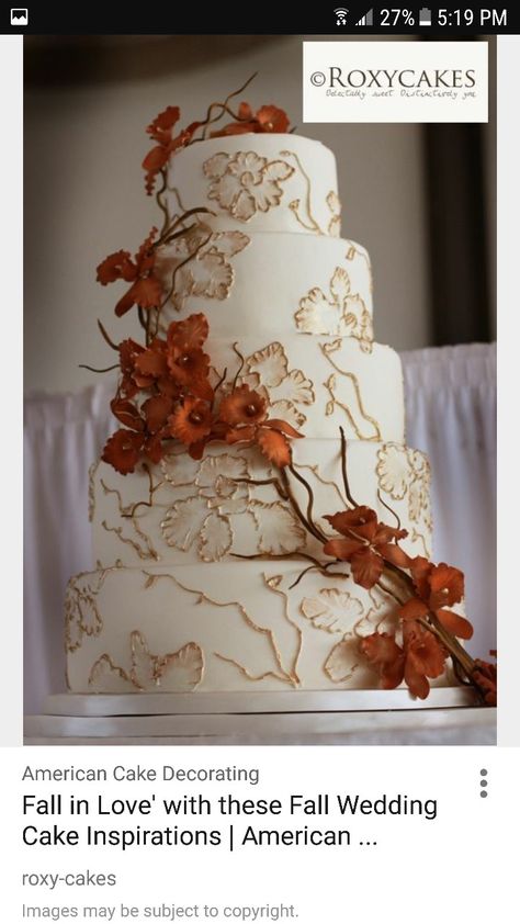 Tiered Cake, Fall Cakes, Fall Wedding Cakes, Orange Wedding, Wedding Cake Inspiration, October Wedding, Wedding Cake Designs, Fancy Cakes, Classic Elegant