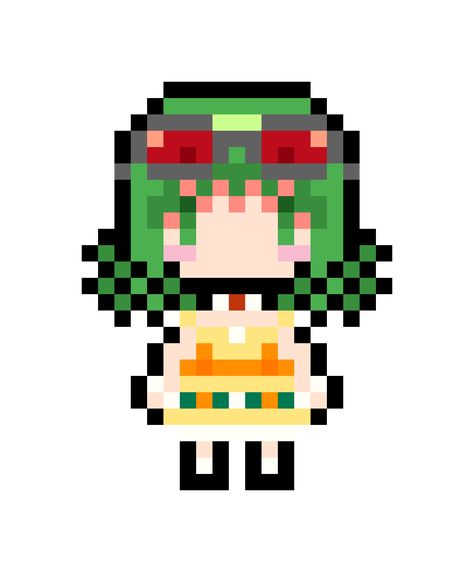 Gumi Perler Beads, Gumi Pixel Art, Vocaloid Pixel Art Grid, Vocaloid Perler Beads, Vocaloid Pixel Art, Miku Hatsune Chibi, Crafts To Do When Your Bored, Drawing Application, Pixel Beads