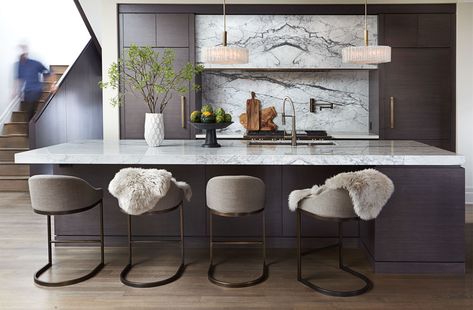 FEDORA RESIDENCE - Nam Dang-Mitchell Design Inc. | Calgary Interior Design Kitchen Island Stools With Backs, Zinc Table, Metal Counter, Concrete Counter, Stools For Kitchen Island, Property Brothers, Classic Kitchen, Kitchen Marble, Eye Opening