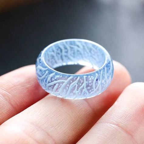 Ice Ring, Glowing In The Dark, Fire Ring, Steel Lighting, Simple Engagement Rings, Resin Ring, Unique Gemstones, Wave Pattern, Finger Ring