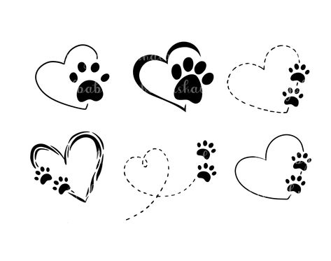 Heart Tattoo Design, Puppy Tattoo, Pet Scrapbook Layouts, Heart Temporary Tattoos, Paw Print Heart, Pawprint Tattoo, Tattoo Heart, Pet Scrapbook, Paw Tattoo