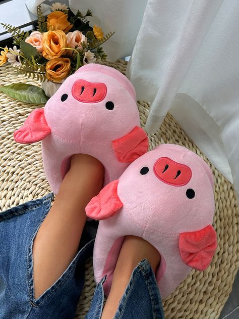 Pink  Collar     Embellished   Women Shoes Slippers Preppy, Novelty Slippers, Disposable Mascara Wands, Pig Design, Cartoon Cosplay, Pink Preppy, Home Slippers, Rose Bonbon, Pink Collar