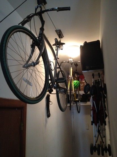 26 Ways to Store Your Bike | Sightline Daily Folding Mountain Bike, Pulley System, Ride A Bike, New Bicycle, Bicycle Maintenance, Best Accessories, Bike Storage, Clean Energy, Affordable Housing