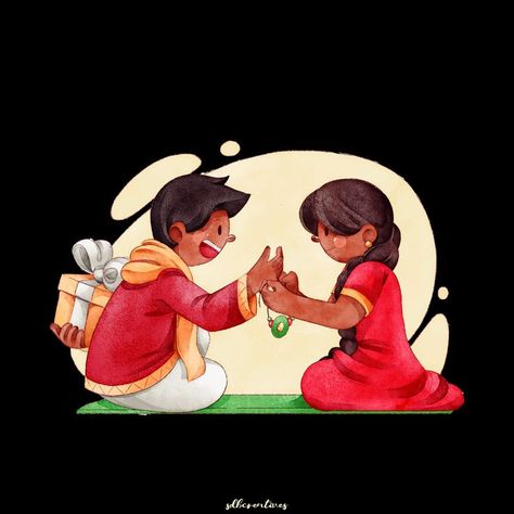 Raksha Bandhan Illustration Art, Rakshabandhan Illustration, Rakhi Illustration, Raksha Bandhan Illustration, Barista Illustration, Painted Trees, Happy Rakhi, Business Portrait Photography, Happy Raksha Bandhan