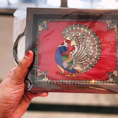 **Trays** **New designs** Reverse glass painting (acrylic sheet/fiber glass) Size : 6 x 8 inches Price : Rs.680/- (each new design only one piece available) Shipping additional Bulk orders can be customised. Making time for two weeks. Whatsapp us on 9500124371 for orders #weddinggifts #giftitems #favourgifts #returngifttrays #giftsforbabyshower #newyeargifts #newyeargiftitems #newyearreturngifts #traditionalreturngifts #weddinggifts #weddingreturngifts #tambulagifts #Tamboolamtakeaway ... Glass Painting Acrylic, Reverse Glass Painting, New Year Gif, Return Gift, Online Gift Shop, Acrylic Sheets, New Designs, Bulk Order, Make Time