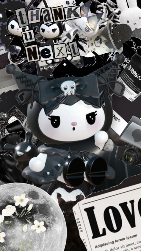 kuromi #kuromi #fyp #black #gray #sanrio #shuffles Black And Purple Wallpaper, Cute Lockscreens, Jelly Wallpaper, Book Cover Design Inspiration, Wallpaper Iphone Love, My Melody Wallpaper, Aesthetic Wallpaper Iphone, Bedroom Wall Collage, Sanrio Wallpaper