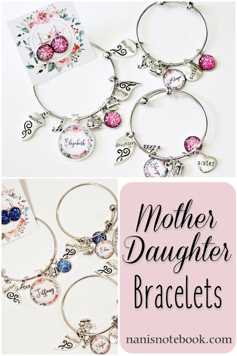 Daughter Bracelets, Diamond Necklace Gift, Mother Daughter Bracelets, Real Diamond Necklace, Vintage Tea Party, Druzy Jewelry, Clover Charm, Bracelets Diy, Love Charms