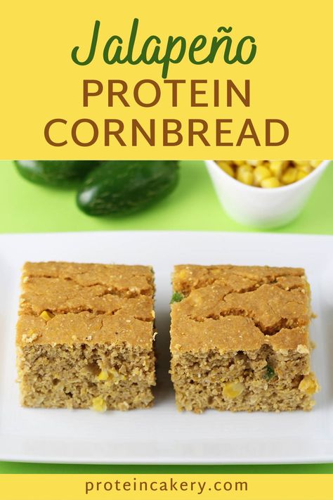 Protein Cornbread, Protein Breads, Easy Protein Snacks, Protein Snacks Recipes, Jalapeño Corn, Easy Protein Meals, Jalape�ño Cornbread, Protein Vegetarian, Gluten Free Cornbread