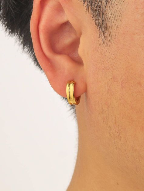 Yellow Gold  Collar  Stainless Steel   Embellished   Women's Fashion Jewelry Gold Bali For Men, Mens Gold Hoop Earrings, Hoop Earrings For Men, Wedding Jewelry Sets Bridal Jewellery, Modern Gold Jewelry, Mens Earrings Hoop, Fashion Minimalist, Earrings For Men, Gold Chains For Men