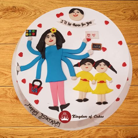 This cake celebrates the love of a mother who handles everything perfectly. Creamy white base has cute little red hearts with a mother figurine having multiple hands and daughters on the side. Delivery across Delhi NCR Visit website www.kingdomofcakes.in for more unique designs or call our helpline number +91 9999 81 2200 to discuss your customized cake Womens Day Theme, Multiple Hands, The Love Of A Mother, Love Of A Mother, Customized Cake, Mothers Day Cake, Visit Website, Red Hearts, 3 Kids