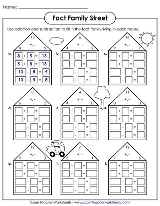 Fact Family (Add Subtract) Division Fact Families, Fact Family Worksheet, Printable Multiplication Worksheets, Family Worksheets, Triangle Worksheet, Family Worksheet, Division Facts, Addition And Subtraction Worksheets, Kids Math