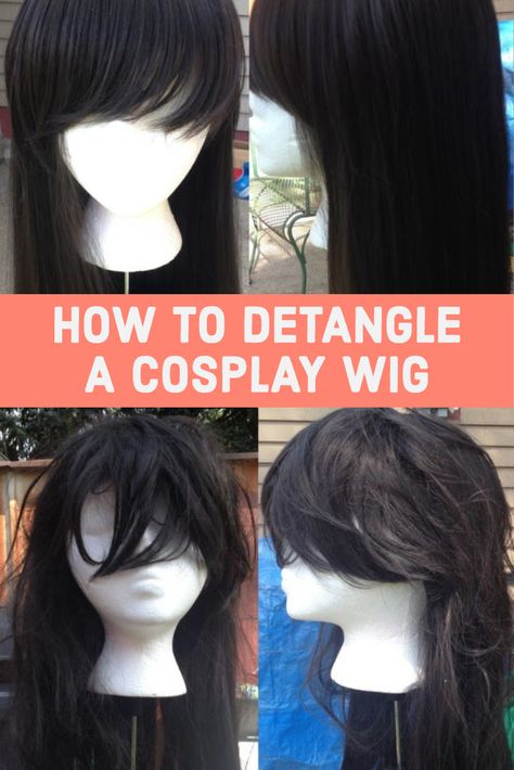 How To Detangle A Wig, Cosplay Wig Tips, Cosplay Tips For Beginners, Cosplay For Beginners, Wig Care Tips, Disney Customes, Cosplay Tricks, Wig Maintenance, Cosplay Wig Tutorial