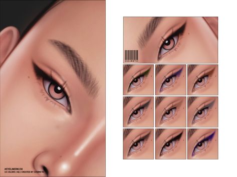 Sims 4 Makeup, Christmas Eyeshadow, Sims 4 Cc Eyes, Sims 4 Tsr, Natural Eyeliner, The Sims 4 Skin, Makeup Cc, Sims 4 Cc Makeup, Sims 4 Cc Folder