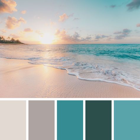 Sea Inspired Bedroom Ocean Colors, Blue And Pink Living Room, Sea Salt Paint, Beach Color Palettes, Beach Home Interiors, Alabaster Color, Dental Office Design Interiors, Beachy Colors, Paint Color Schemes