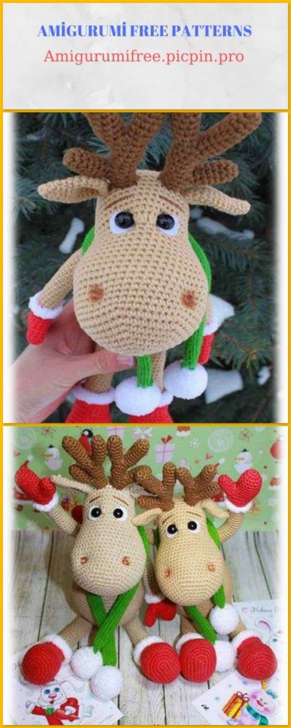 Amigurumi Reindeer, Crochet Toys Free Patterns, Crochet Toys Free, Crochet Dolls Free Patterns, Crochet Christmas Decorations, Crochet Amigurumi Free, Holiday Crochet, Christmas Crochet Patterns, How To Start Knitting