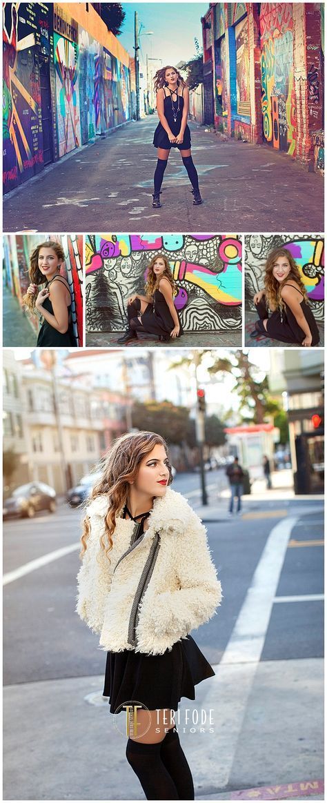 Graffiti Wall Photoshoot Outfits, Senior Pictures Urban Backgrounds, Senior Pictures With Graffiti Wall, Senior Picture Ideas Murals, Lgbtq Senior Pictures, Senior Pictures For Artists, Street Art Photoshoot, Mural Senior Pictures, Senior Picture Ideas Edgy