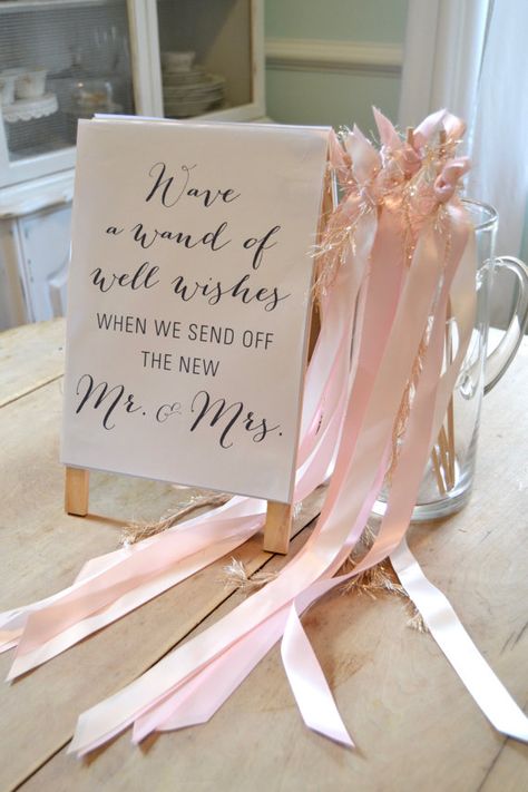 Ribbon Wand Wedding Send-Off Sign by SuiteLikeTee on Etsy Adjustable Ribbon Wedding Sashes, Ribbon Wands Wedding, Ribbon Wands Wedding Send Off, Ribbon Wand Wedding Send Off, Flower Girl Ribbon Wand, Wedding Ribbon Wands, Vintage Groom, Ribbon Wands, Wedding Wands