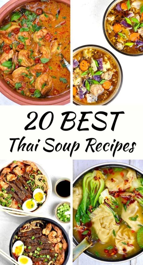 Thai soup recipes pin. Thai Beef Soup, International Soup Recipes, Myanmar Recipes, Pad Thai Soup, Thai Lemongrass Soup, Spicy Thai Soup, Thai Soups, Okinawan Food, Thai Soup Recipes