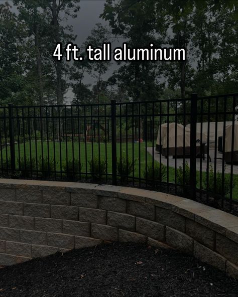 4’ tall aluminum is a decorative option for safety around a retaining wall. This was built by @summitfence in Powder Springs, Georgia. #aluminumfence #atlantacontractor Aluminum Fence, Retaining Wall, Fence, Springs, Georgia, Building, Wall