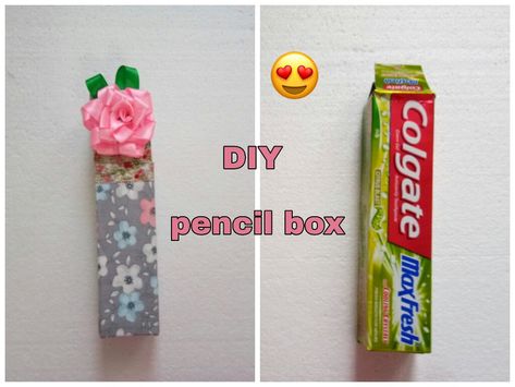 Recycled crafts idea with toothpaste cover Diy Pencil, Box Craft, Pencil Boxes, Recycled Crafts, Easy Crafts, Toothpaste, Recycling, Paper Crafts, Tableware