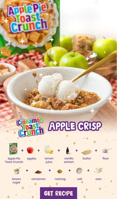 6 Servings  |   1 Hour Apple Toast, Cinnamon Apple Pie, Crunch Recipe, Cinnamon Crunch, Cinnamon Toast Crunch, Cinnamon Recipes, Apple Crisp Recipes, Cinnamon Toast, Apple Pies Filling