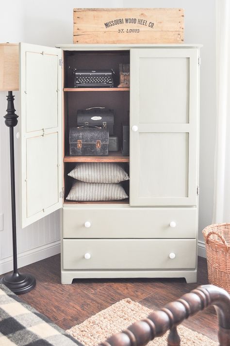 Armoire Ideas, Armoire Ikea, Wooden Armoire, Clothes Drawer Organization, Armoire Makeover, Tv Armoire, Small Guest Bedroom, Armoire Dressing, Wood Armoire