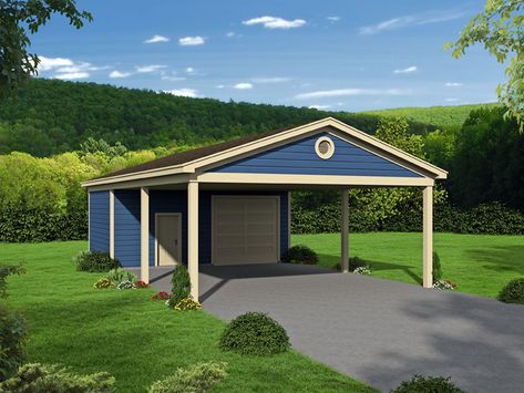 Building Plans Front of Home -  142D-6158 | House Plans and More from houseplansandmore.com Cottage Colonial, 3 Car Garage Plans, Rv Carports, Farmhouse Craftsman, Carport With Storage, Garage Extension, Pole Barn Garage, Carport Ideas, Colonial Cottage