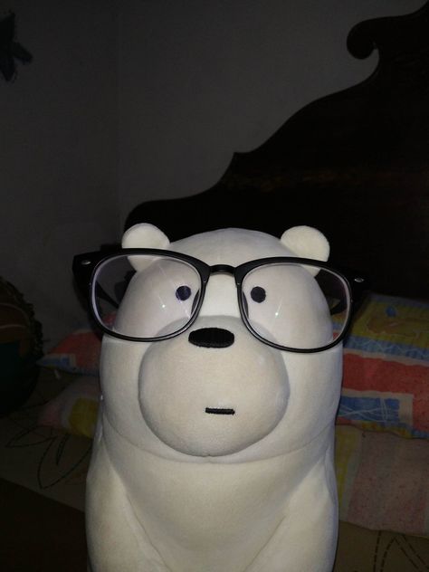 Panda We Bare Bears Pfp, Snoopy With Glasses, Ice Bear Crying, We Bear Bears Pfp, Ice Bear Pfp, Ice Bear Wallpaper, Bear With Glasses, Bear Pfp, Huge Teddy Bears