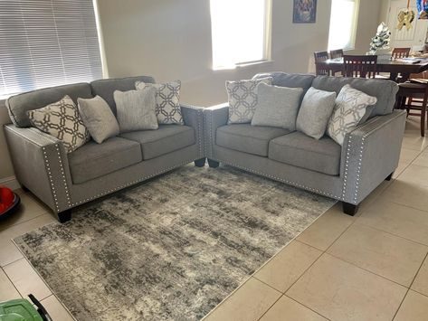 Couch And Love Seat Living Room, Fresh Aesthetic, Sofa And Loveseat, Sofa And Loveseat Set, Pet Urine, Ashley Furniture Homestore, How To Clean Metal, Living Room Set, Gray Fabric