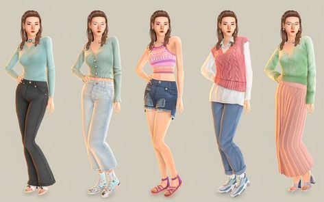 The Sims 4 Outfit Ideas No Cc Aesthetic, Sims 4 Outfits No Cc, Sims 4 Base Game Outfits Ideas, Sims 4 Seasons, Cc Lookbook, Sims Lookbook, Sims Outfits, Sims Challenge, Sims 4 Challenges