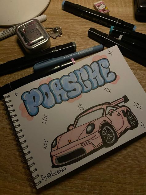 Cars Doodle Art, Graffiti Style Art Ideas Drawings, Porche Drawing Car, Fun Drawings Creative, Grafitti Art Ideas Design, Grafitti Drawings Design, Graffiti Doodles Ideas, Random Things To Draw Doodles, Graffiti Drawing Sketches