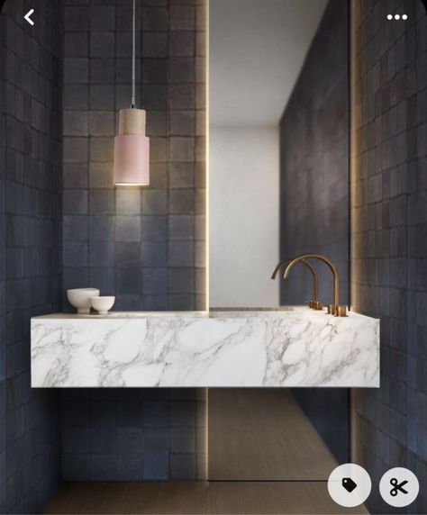 Powder Room Full Wall Mirror, Moody Powder Room Luxe, Asymmetrical Powder Room, Toilet Next To Sink Powder Rooms, Modern Minimalist Powder Room, Contemporary Powder Room Design, High End Powder Room, Modern Small Powder Room, Powder Bathroom Ideas Half Baths