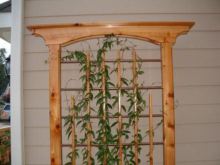 Trellis made from cedar and copper tubes. . Bill built one that I loved!  At the other house :( Copper Trellis, Pot Trellis, Pergola Carport, Diy Garden Trellis, Cheap Pergola, Carport Designs, Wood Pergola, Garden Arbor, Backyard Pergola