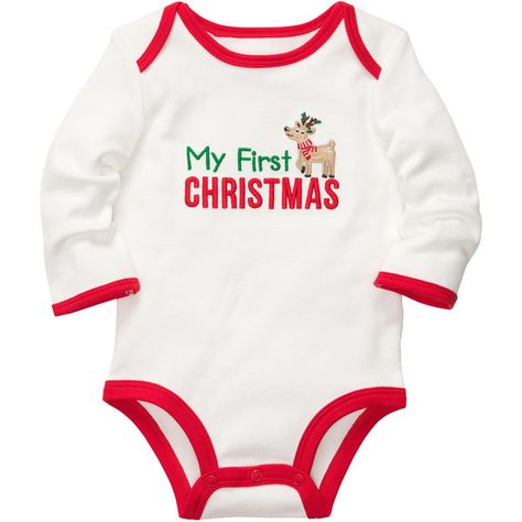 Long-Sleeve Christmas Bodysuit Carter's ($6) ❤ liked on Polyvore featuring baby, baby boy clothes and kids Santa Onesie, Christmas Bodysuit, Christmas Onesie, From Santa, Carters Baby, Long Sleeve Onesie, Babies First Christmas, Baby Long Sleeve, Unisex Baby