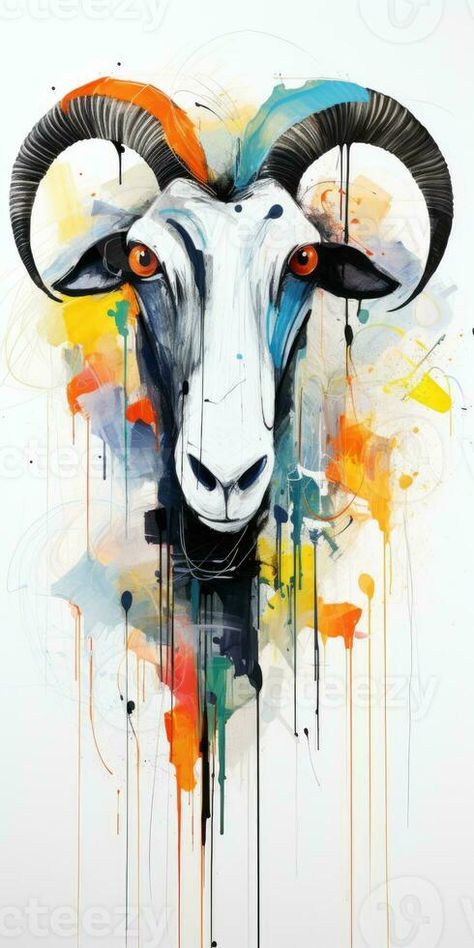 goat Capricorn Abstract modern art painting collage canvas expression illustration artwork Capricorn Painting, Abstract Modern Art Painting, Modern Art Painting, Collage Canvas, Abstract Modern Art, Modern Art Paintings Abstract, Painting Collage, The Goat, Illustration Artwork