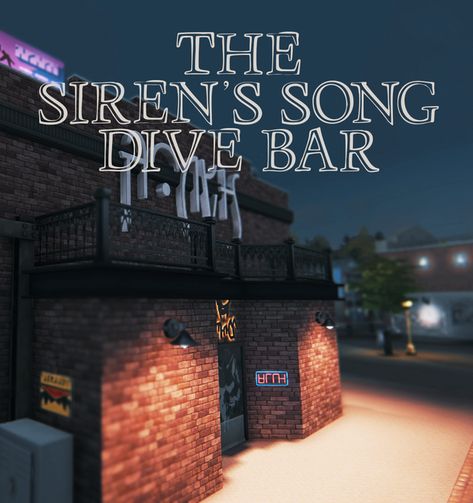 [TS4 LOT] Siren's Song Dive Bar (NO CC!) | Patreon Ts4 Builds, The Sims 4 Download, Dive Bar, Sims 4 Build, Cc Finds, Sims Mods, Rugs Size, Sirens, Not Enough