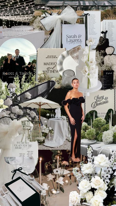 Mostly white with a hint of black and green. Vegas Themed Wedding, Hunter Green Wedding, Vintage Glam Wedding, White Weddings Reception, Black And White Wedding Theme, Green Themed Wedding, Classic Wedding Decorations, White Wedding Theme, Dream Wedding Decorations