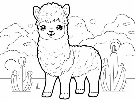 illustration of Exciting alpaca coloring scene Cute Alpaca, Domestic Animals, Printable Coloring Sheets, Animal Coloring Pages, Free Kids, Coloring Pages For Kids, Coloring Page, Muscles, Alpaca