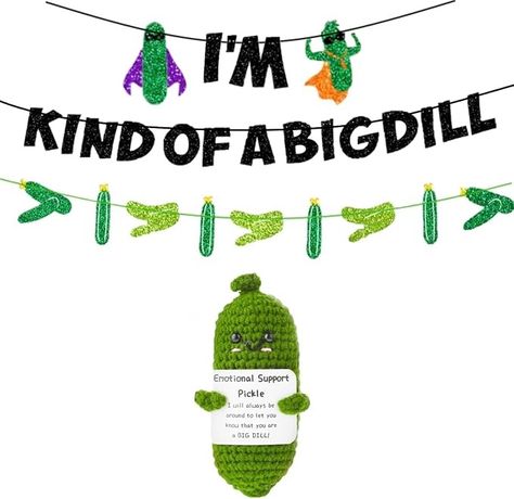 Amazon.com: Pickle Themed Birthday Party Decorations,Glitter BIG DILL Banner,Emotional Support Pickle,Cute Funny Cucumber Pickle Party Decor : Toys & Games Pickle Party, Emotional Support Pickle, Big Dill, Bach Party, Themed Birthday Party, Emotional Support, Birthday Party Decorations, Birthday Party Themes, Pickles