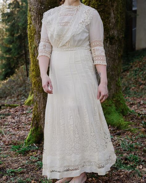 ethereal antique edwardian gown coming soon ✨ can’t get over the remarkable lace details all over model: @vixcen_ . . . . . #antiqueclothing #edwardiangown #edwardiandress #antiquelace #1900sfashion #1900sstyle #1910sfashion #1910s #vintageantique 1900’s Fashion, Cowgirl Closet, Summer Day Dresses, 1910s Fashion, Girl Dress Pattern, Picnic Dress, Closet Clothes, Edwardian Dress, Lawn Dress