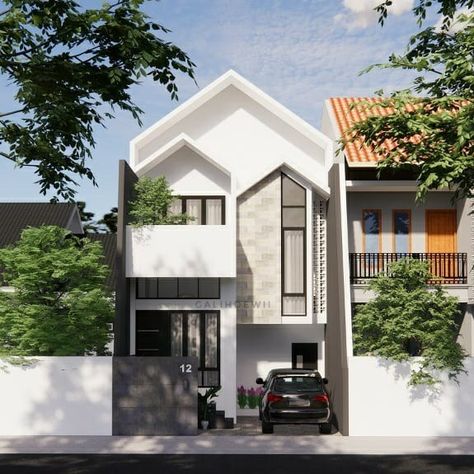 Rumah Skandinavia, Scandinavian House Exterior, Terrace House Exterior, House Structure Design, Elevated House, House Architecture Styles, Loft House Design, Apartments Exterior, 2 Storey House Design