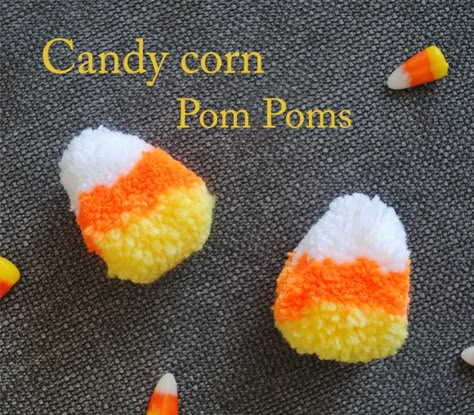 20 Yummy-Looking Candy Corn Crafts Inspired by The Staple Festive Treat! Pompom Ideas, Corn Ideas, Diy Candy Corn, Corn Crafts, Pom Pom Ideas, Candy Corn Crafts, Pompon Diy, Thanksgiving Crochet, Diy Pom Poms